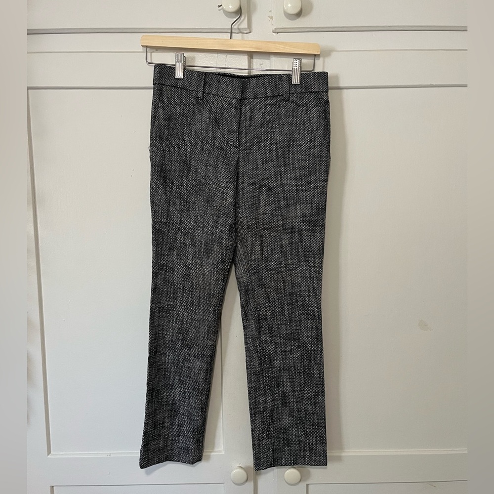 Ann Taylor Petite Tweed Trousers 00P Black White Minimalist Work Pants